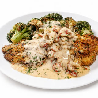 Honey Jerk Shrimp & Salmon Over Hibachi Rice