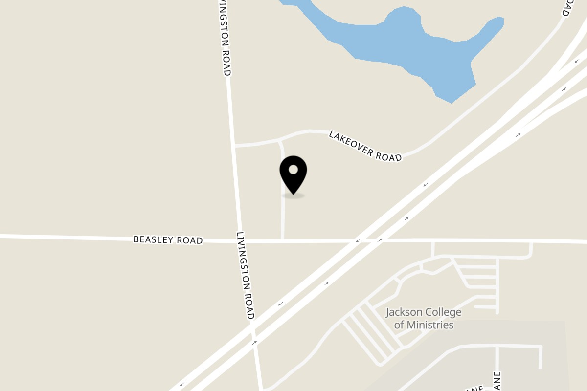 Map showing the location of 1693 Red Zone Grill on 1693 Beasley Rd in Jackson